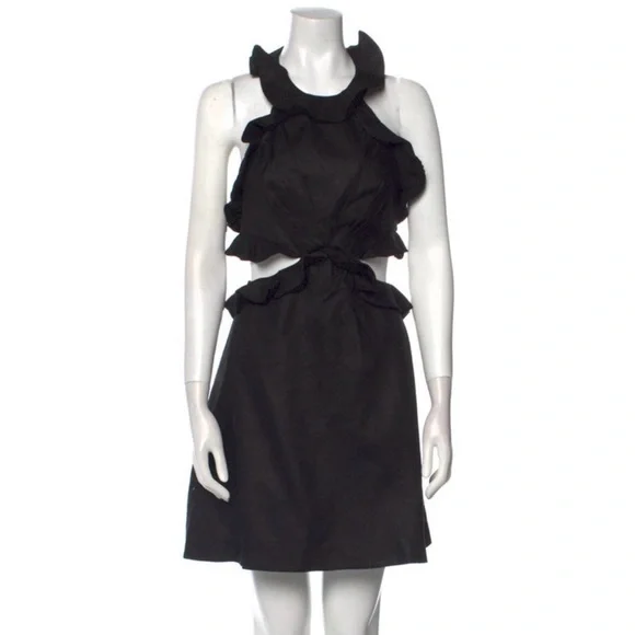 Zimmermann | Dresses | Zimmermann Postcard Linen Ruffled Tieback Black Mini  Dress S